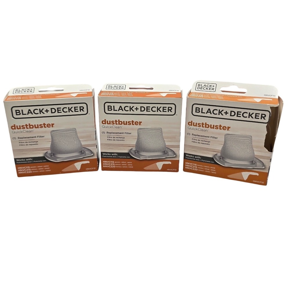 Black + Decker Dustbuster QuickClean Filter HNVCF10 HNVC115 HNVC215 Lot of 3 NEW